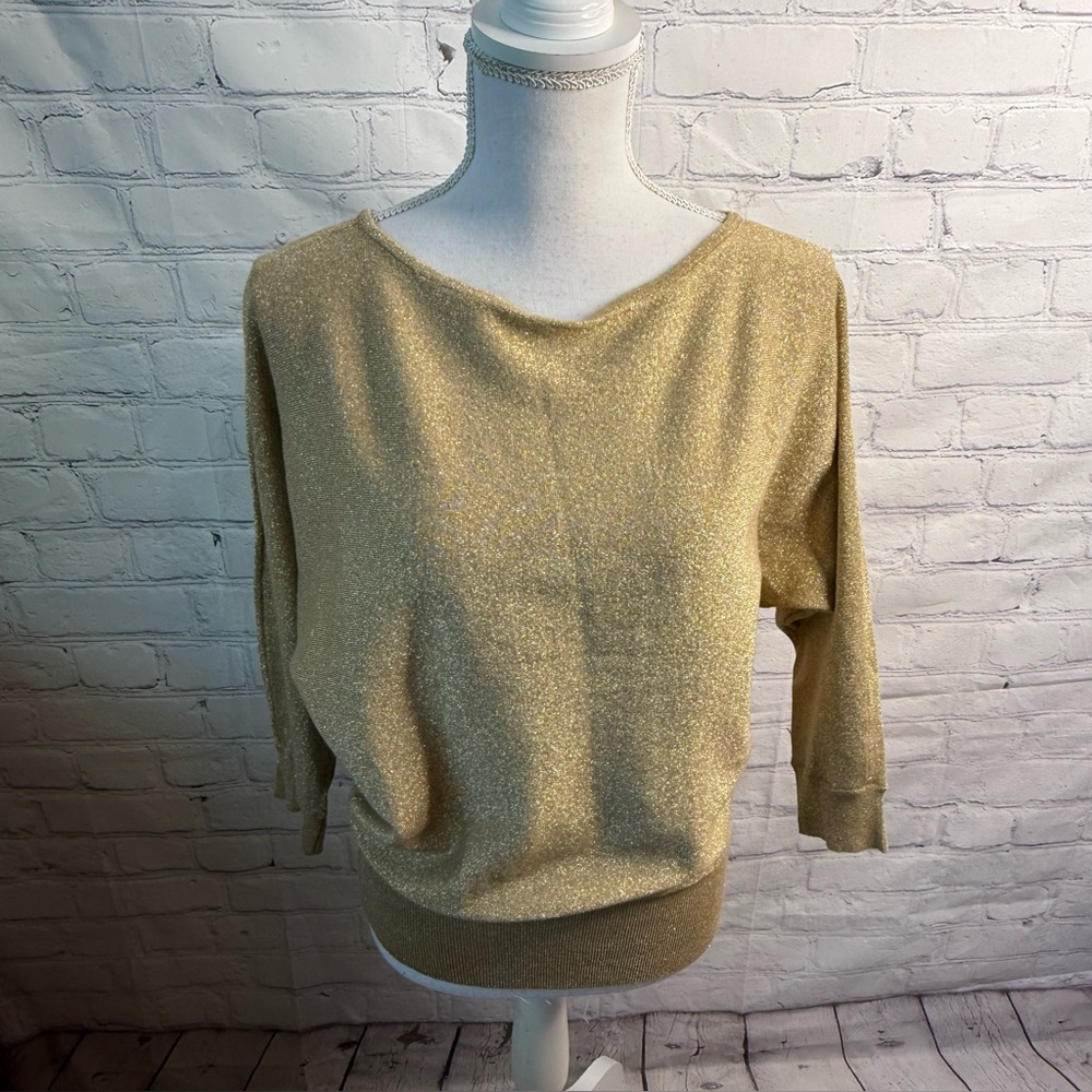 American Living Gold Metallic Holiday Sweater Medium NWT